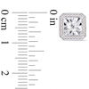 Thumbnail Image 2 of 0.04 CT. T.W. Diamond Beaded Octagon Frame Vintage-Style Stud Earrings in Sterling Silver