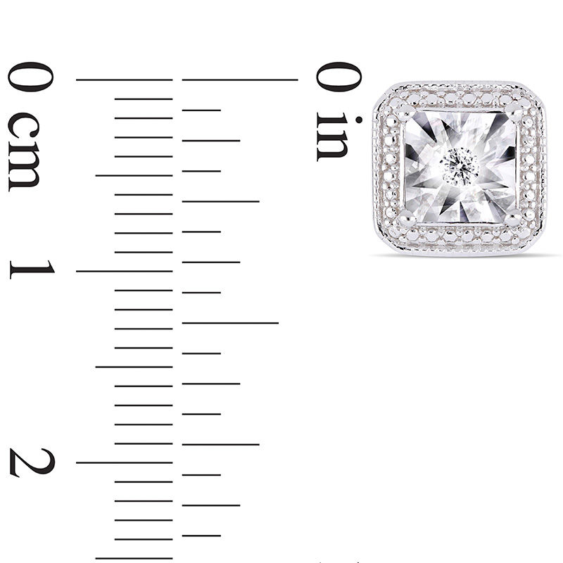 Main Image 2 of 0.04 CT. T.W. Diamond Beaded Octagon Frame Vintage-Style Stud Earrings in Sterling Silver