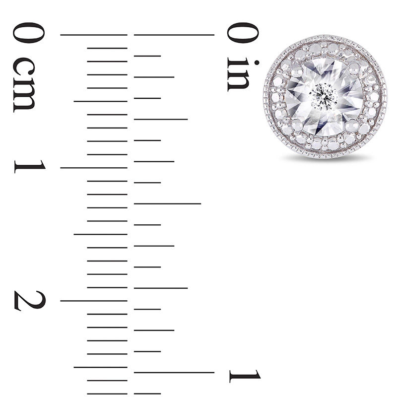 Main Image 2 of Men's 0.04 CT. T.W. Diamond Beaded Frame Vintage-Style Stud Earrings in Sterling Silver