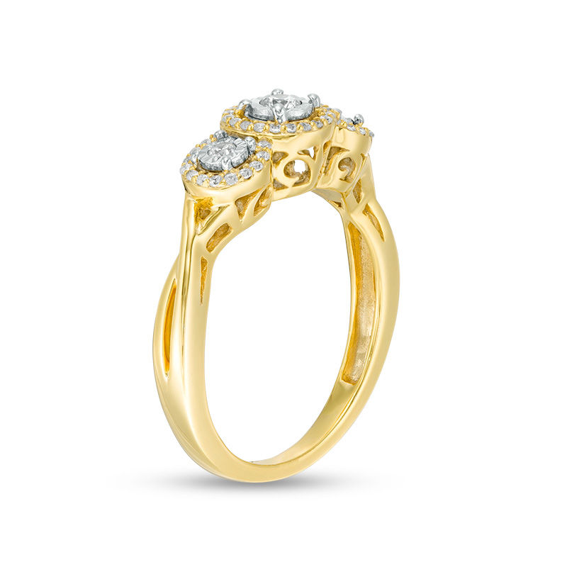 0.25 CT. T.W. Diamond Past Present Future® Frame Twist Engagement Ring in 10K Gold