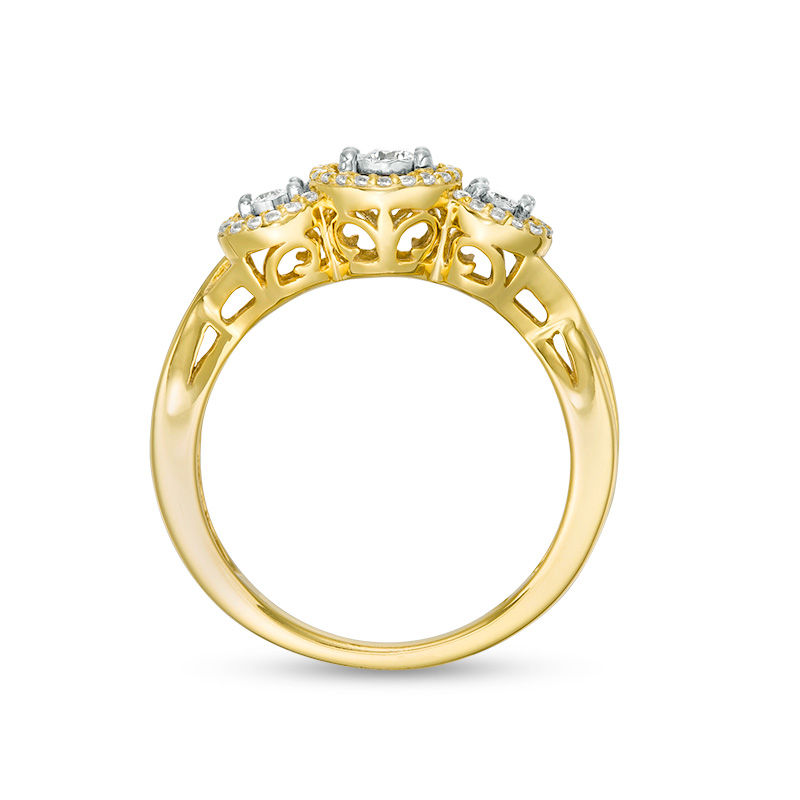 0.25 CT. T.W. Diamond Past Present Future® Frame Twist Engagement Ring ...