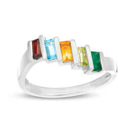 Mother's Baguette Birthstone Stepped Ring (2-5 Stones)