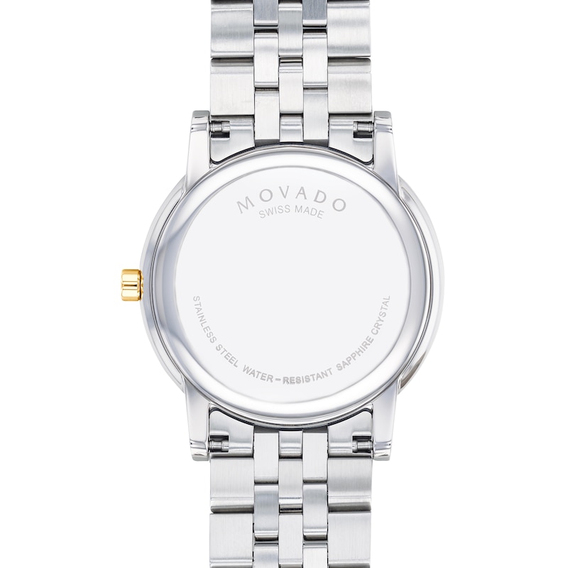 Men's Movado Museum® Classic Diamond Accent Two-Tone Watch with Black Dial (Model: 0606879)