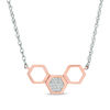 Thumbnail Image 1 of 0.04 CT. T.W. Diamond Triple Hexagon Necklace in 10K Two-Tone Gold