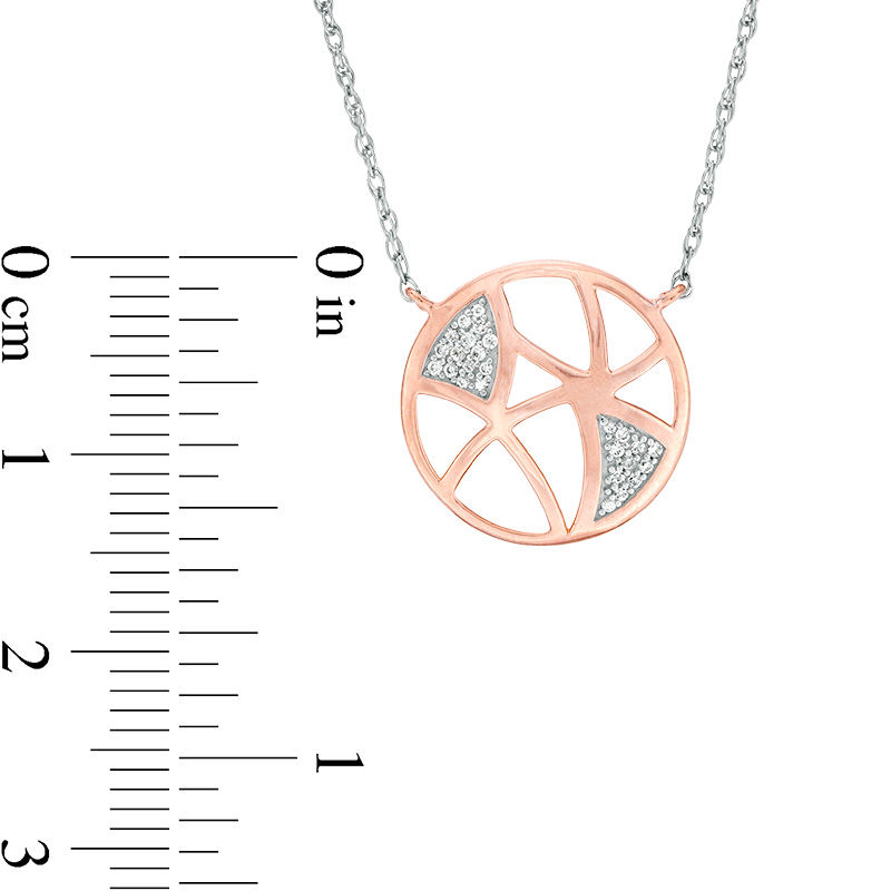 Main Image 2 of 0.06 CT. T.W. Diamond Geometric Cut-Out Circle Necklace in 10K Two-Tone Gold