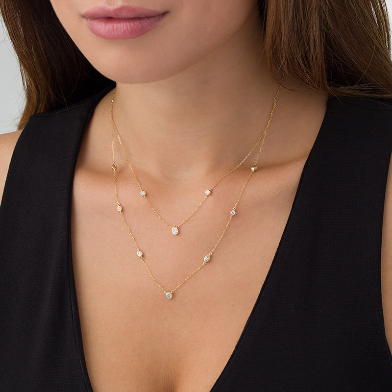 Dainty Round Pearl Station Necklace | Caitlyn Minimalist