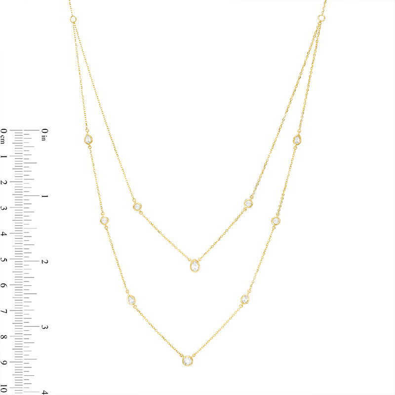 0.60 CT. T.W. Diamond Layered Station Necklace in 10K Gold - 24"