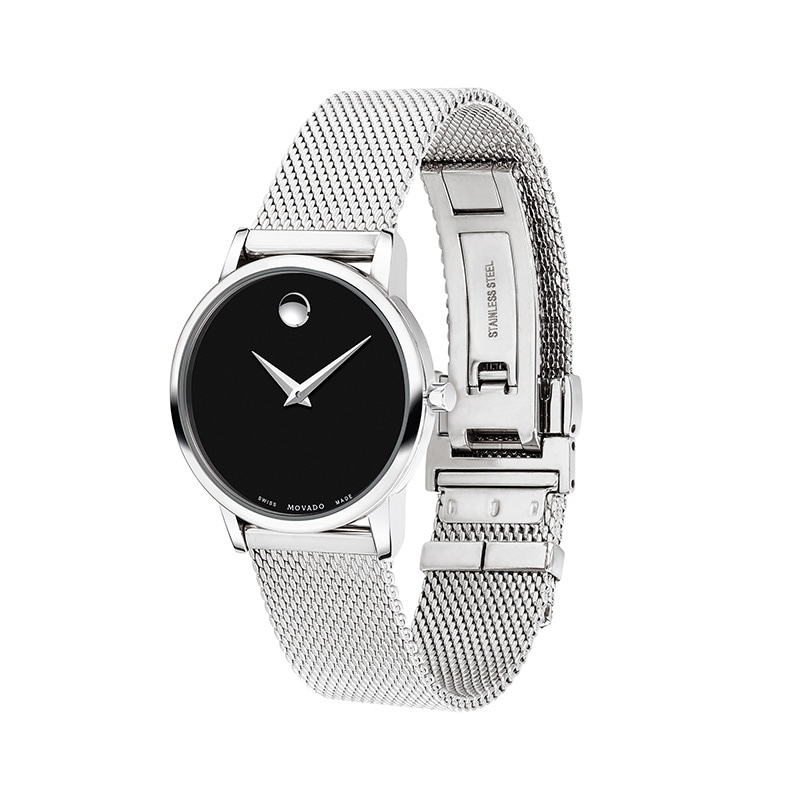 Ladies' Movado Museum® Classic Mesh Watch with Black Dial (Model: 0607220)