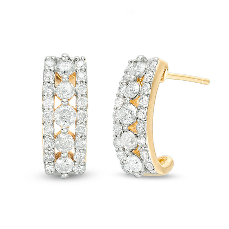 0.95 CT. T.W. Diamond Multi-Row Drop Earrings in 10K Gold|Peoples Jewellers