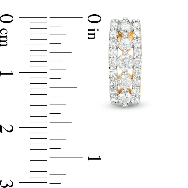 Main Image 2 of 0.95 CT. T.W. Diamond Multi-Row Drop Earrings in 10K Gold