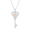 Thumbnail Image 1 of 0.09 CT. T.W. Diamond "MOM" Heart-Top Key Pendant in Sterling Silver and 10K Rose Gold