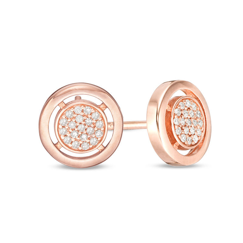 0.11 CT. T.W. Composite Diamond Frame Stud Earrings in 10K Rose Gold|Peoples Jewellers