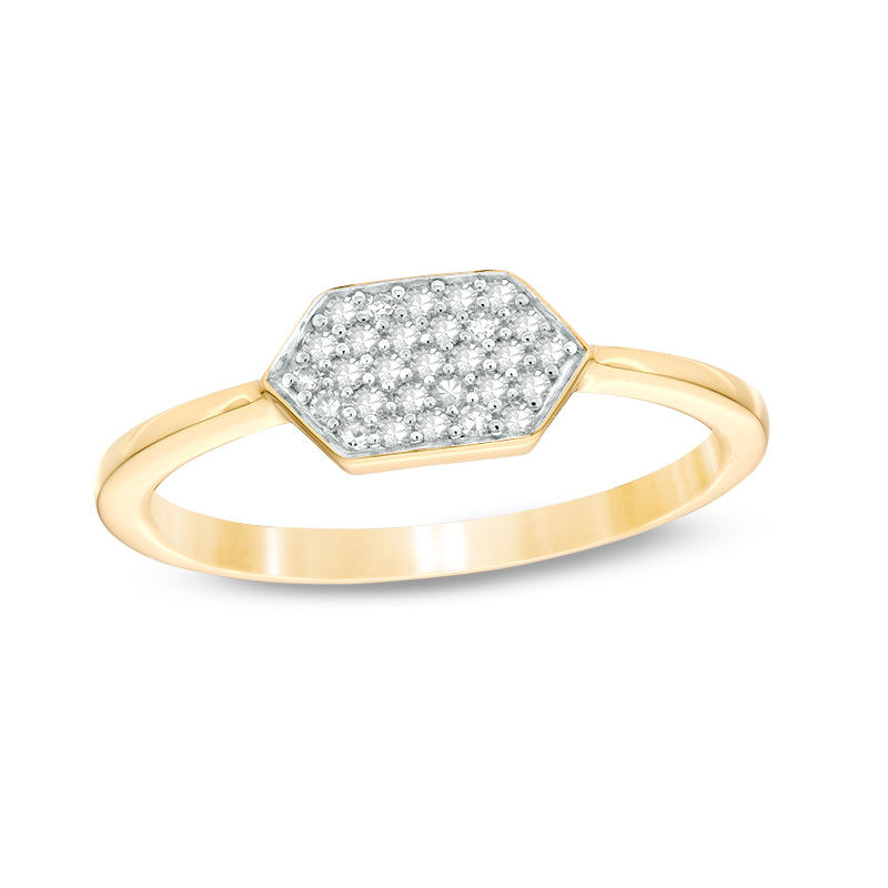 0.12 CT. T.W. Composite Diamond Elongated Hexagon Ring in 10K Gold