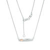 Thumbnail Image 1 of Peoples 100-Year Anniversary  0.10 CT. T.W. Diamond Maple Leaf Bar Necklace in Sterling Silver and 14K Rose Gold