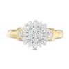 0.29 CT. T.W. Baguette and Round Diamond Sunburst Collar Ring in 10K Gold