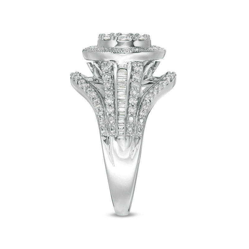 Main Image 4 of 1.00 CT. T.W. Diamond Double Frame Vintage-Style Engagement Ring in 10K White Gold
