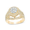 Thumbnail Image 0 of 1.00 CT. T.W. Composite Diamond Double Frame Vintage-Style Engagement Ring in 10K Gold