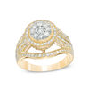 Thumbnail Image 1 of 1.00 CT. T.W. Composite Diamond Double Frame Vintage-Style Engagement Ring in 10K Gold