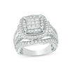 Thumbnail Image 1 of 2.00 CT. T.W. Princess-Cut Composite Diamond Double Frame Engagement Ring in 10K White Gold