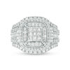 Thumbnail Image 6 of 2.00 CT. T.W. Princess-Cut Composite Diamond Double Frame Engagement Ring in 10K White Gold