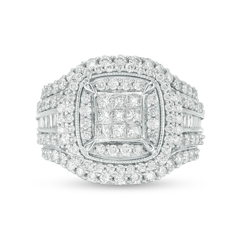2.00 CT. T.W. Princess-Cut Composite Diamond Double Frame Engagement Ring in 10K White Gold