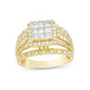 Thumbnail Image 0 of 1.00 CT. T.W. Princess-Cut Composite Diamond Frame Multi-Row Engagement Ring in 10K Gold