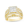 Thumbnail Image 1 of 1.00 CT. T.W. Princess-Cut Composite Diamond Frame Multi-Row Engagement Ring in 10K Gold