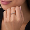 Thumbnail Image 2 of 0.15 CT. T.W. Diamond and Bamboo Double Row Crossover Ring in 10K Rose Gold