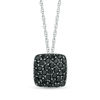 Thumbnail Image 1 of 0.25 CT. T.W. Enhanced Black Composite Diamond Cushion Pendant in 10K White Gold