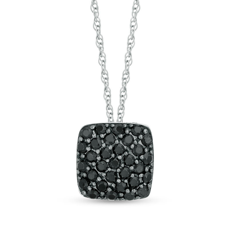 0.25 CT. T.W. Enhanced Black Composite Diamond Cushion Pendant in 10K White Gold