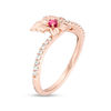 Thumbnail Image 1 of Peoples 100-Year Anniversary Ruby and 0.145 CT. T.W. Diamond Maple Leaf Ring in 14K Rose Gold