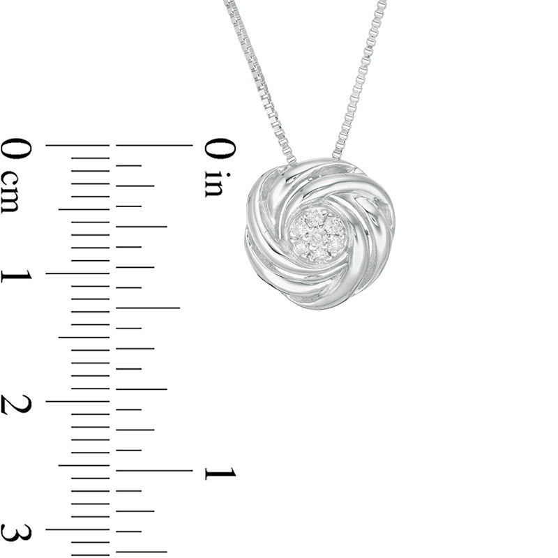 Main Image 2 of 0.085 CT. T.W. Composite Diamond Love Knot Pendant in Sterling Silver