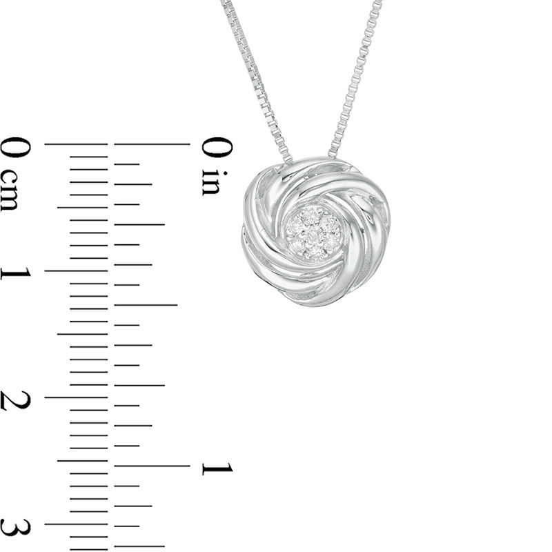 Main Image 3 of 0.085 CT. T.W. Composite Diamond Love Knot Pendant in Sterling Silver