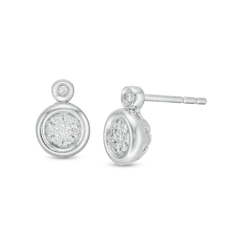0.085 CT. T.W. Diamond Double Circle Stud Earrings in Sterling Silver|Peoples Jewellers