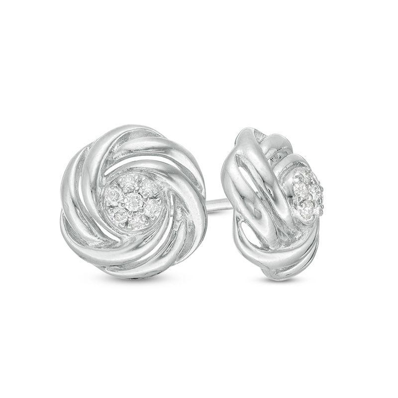 0.085 CT. T.W. Composite Diamond Love Knot Stud Earrings in Sterling Silver|Peoples Jewellers