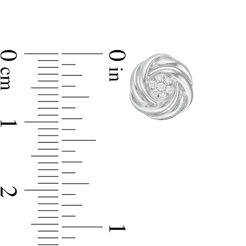 Main Image 2 of 0.085 CT. T.W. Composite Diamond Love Knot Stud Earrings in Sterling Silver