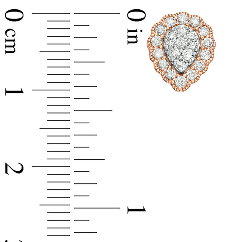 Main Image 2 of 0.50 CT. T.W. Composite Diamond Teardrop Vintage-Style Stud Earrings in 10K Two-Tone Gold