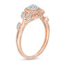 Thumbnail Image 3 of 0.15 CT. T.W. Diamond Flower Double Frame Shank Ring in 10K Rose Gold
