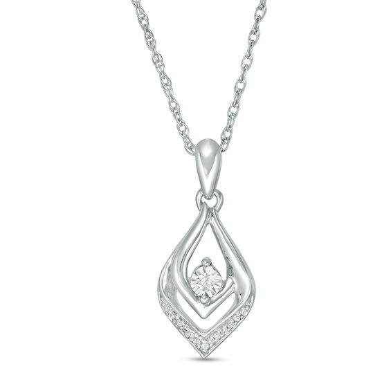 Diamond Accent Double Teardrop Pendant in Sterling Silver