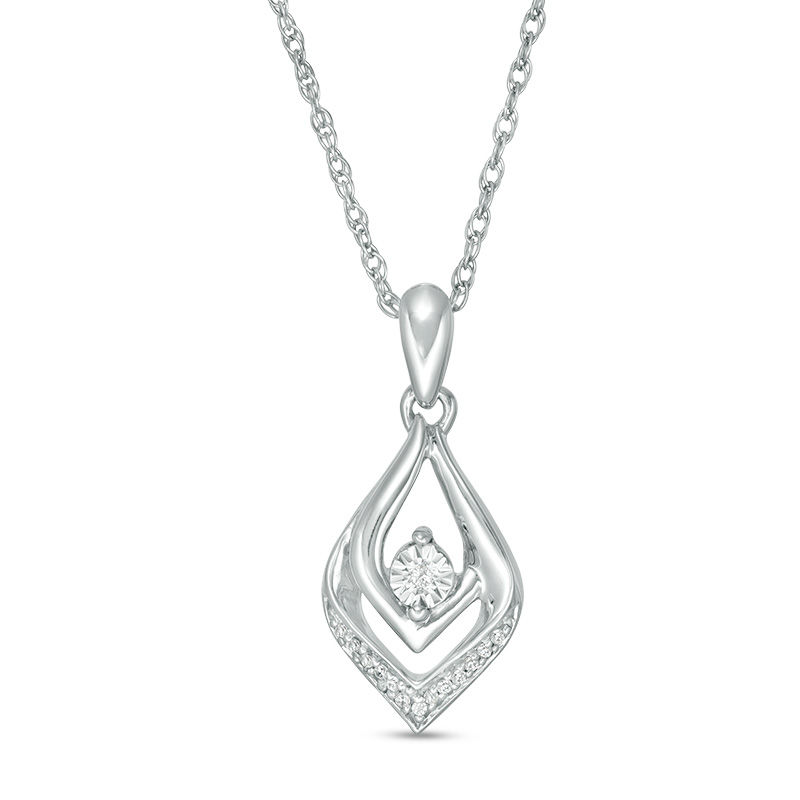 Diamond Accent Double Teardrop Pendant in Sterling Silver