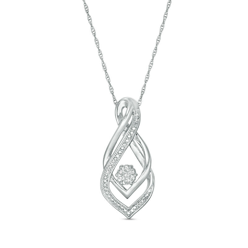 Diamond Accent Interlocking Teardrop Pendant in Sterling Silver