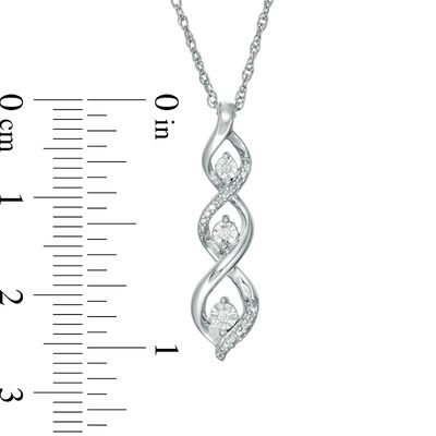 Diamond Accent Three Stone Flame Twist Pendant in Sterling Silver