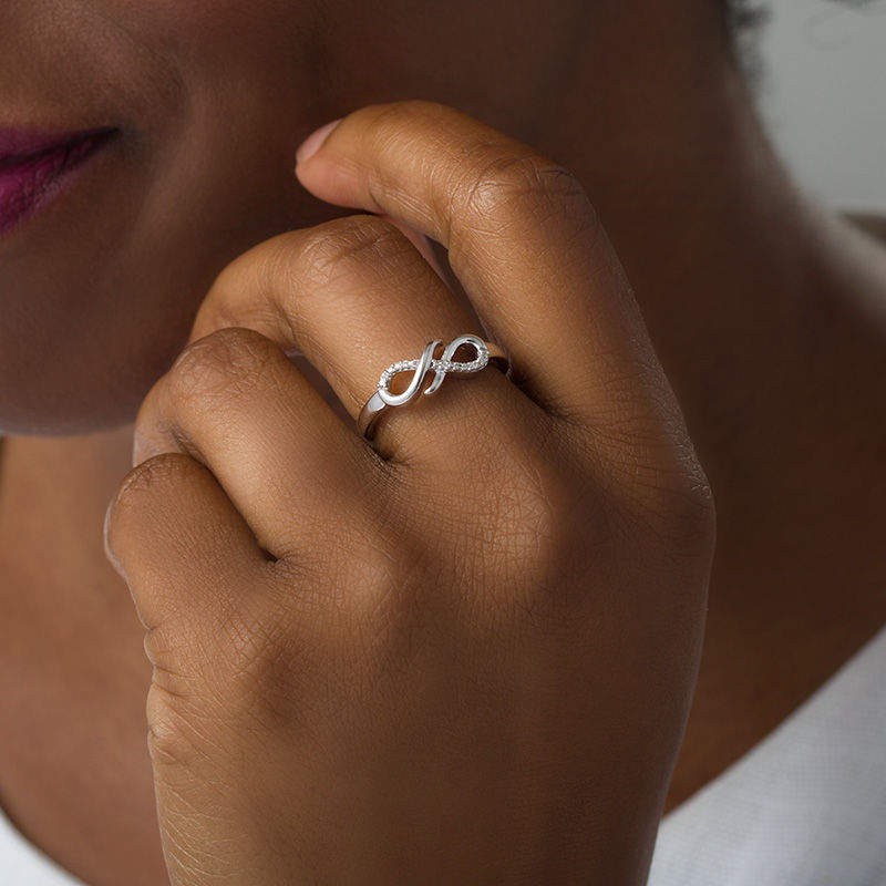 Diamond Accent Sideways Layered Infinity Ring in Sterling Silver