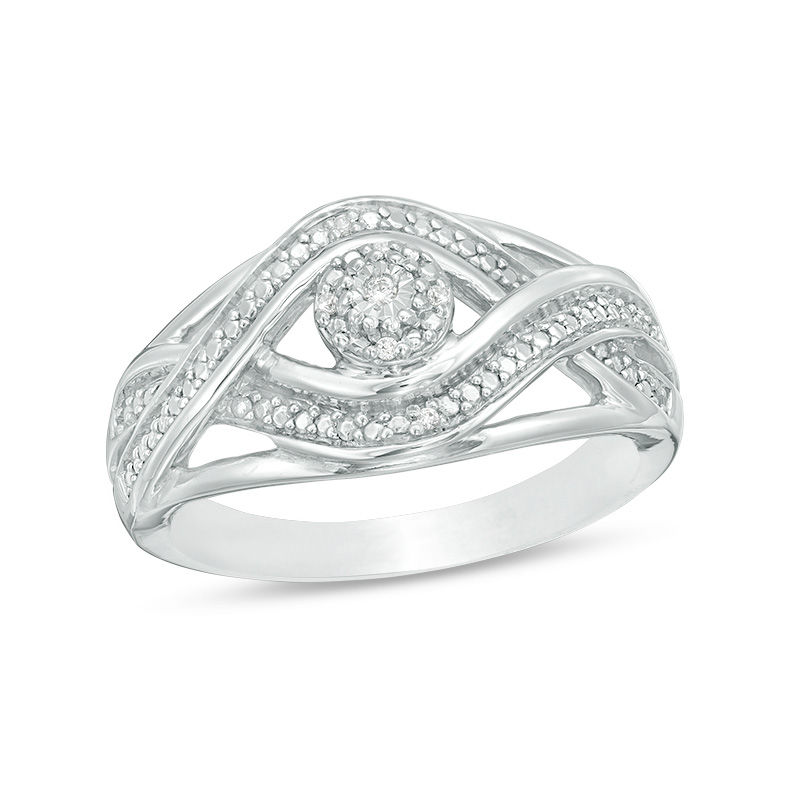 Diamond Accent Bypass Open Ring in Sterling Silver