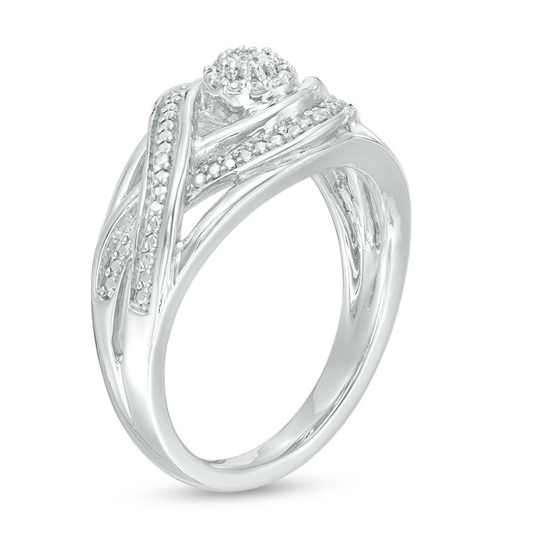 Diamond Accent Bypass Open Ring in Sterling Silver