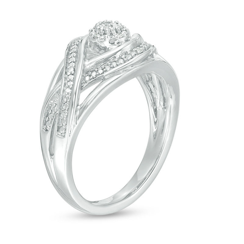 Main Image 3 of Diamond Accent Bypass Open Ring in Sterling Silver