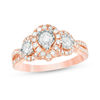 Thumbnail Image 0 of 0.70 CT. T.W. Diamond Past Present Future® Pear-Shaped Frame Twist Engagement Ring in 10K Rose Gold