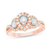 Thumbnail Image 1 of 0.70 CT. T.W. Diamond Past Present Future® Pear-Shaped Frame Twist Engagement Ring in 10K Rose Gold