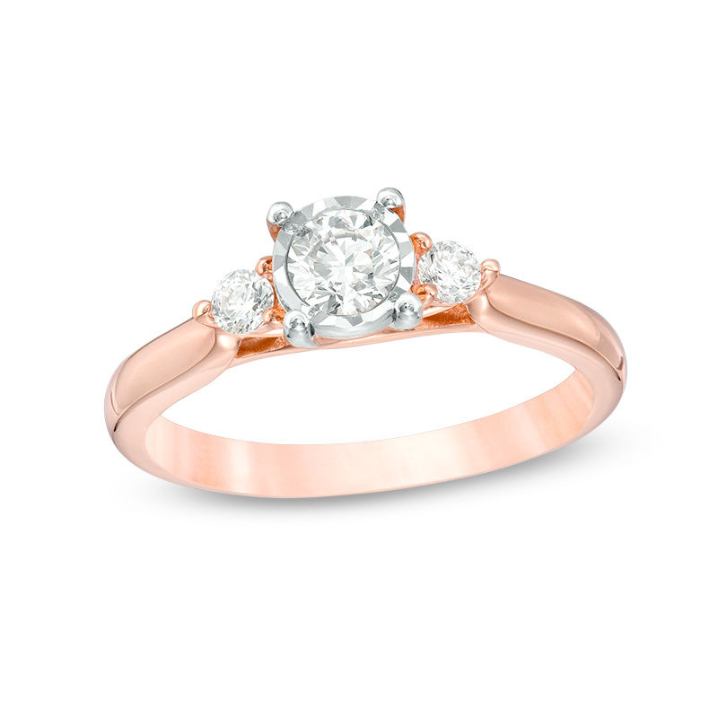 Main Image 1 of 0.50 CT. T.W. Diamond Past Present Future® Engagement Ring in 10K Rose Gold