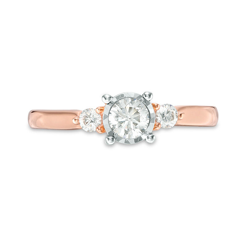 Main Image 7 of 0.50 CT. T.W. Diamond Past Present Future® Engagement Ring in 10K Rose Gold